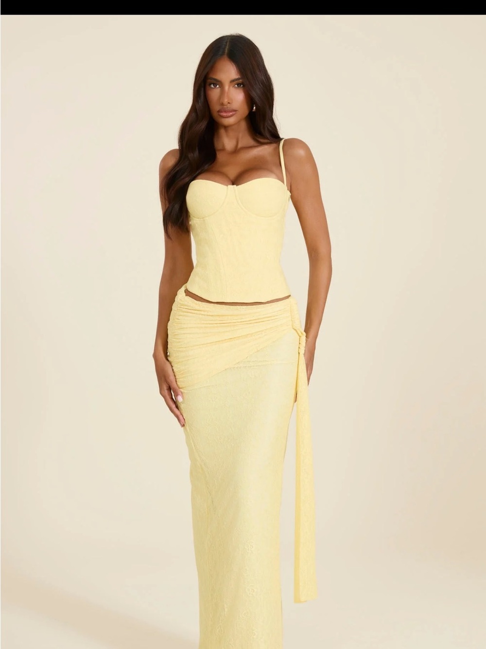 THE LEXI LACE CORSET TOP IN BUTTER YELLOW - Size US 10 - NWT